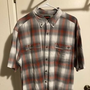 Wolverine short sleeve button down shirt red, gray, white XL